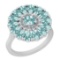 2.86 Ctw I2/I3 Aquamrine And Diamond 14K White Gold Flower Ring