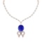 20.95 Ctw SI2/I1 Tanzanite And Diamond 14k Rose Gold Victorian Style Necklace