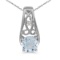 14k White Gold Round Aquamarine And Diamond Pendant 0.3 CTW