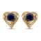 10k Yellow Gold Round Sapphire Heart Earrings 0.18 CTW