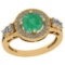 1.75 Ctw Emerald And Diamond I2/I3 14K Yellow Gold Vintage Style Ring