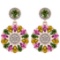 6.04 Ctw I2/I3 Multi Sapphire And Diamond 14K Rose Gold Earrings