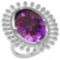 11.04 Ctw VS/SI1 Amethyst And Diamond 14k White Gold Victorian Style Ring
