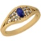 0.41 Ctw I2/I3 Blue Sapphire And Diamond 14K Yellow Gold Ring