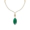 24.59 Ctw VS/SI1 Emerald And Diamond 14k Yellow Gold Victorian Style Necklace