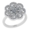 0.75 Ctw SI2/I1 Diamond 14K White Gold Vintage Style Engagement Ring