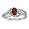 10k White Gold Oval Garnet And Diamond Ring 0.48 CTW