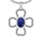 1.66 Ctw I2/I3 Blue Sapphire And Diamond 14K White Gold Necklace
