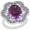 8.86 Ctw VS/SI1 Amethyst And Diamond 14k White Gold Victorian Style Ring
