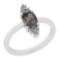 1.13 Ct Natural Salt Pepper Diamond I2/I3And White Diamond I2/I3 18k White Gold Vintage Style Ring