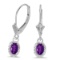 10k White Gold Oval Amethyst And Diamond Leverback Earrings 1.22 CTW