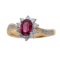 14k Yellow Gold Oval Ruby and Diamond Ring 1.05 CTW