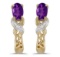 10k Yellow Gold Oval Amethyst And Diamond Earrings 0.37 CTW