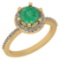 1.52 Ctw VS/SI1 Emerald And Diamond 14K Yellow Gold Engagement Halo Ring