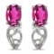 10k White Gold Oval Pink Topaz And Diamond Earrings 0.87 CTW