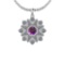 2.41 Ctw I2/I3 Amethyst And Diamond 10K White Gold Vintage Style Pendant