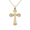 14K Yellow Gold Flower Cross Pendant