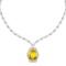 19.43 Ctw SI2/I1 Lemon Topaz And Diamond 14k White Gold Victorian Style Necklace