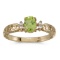 14k Yellow Gold Oval Peridot And Diamond Filagree Ring 0.4 CTW