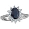 14k White Gold Oval Sapphire And Diamond Ring 1.21 CTW