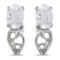 14k White Gold Oval White Topaz And Diamond Earrings 0.97 CTW