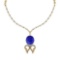 20.95 Ctw SI2/I1 Tanzanite And Diamond 14k Yellow Gold Victorian Style Necklace