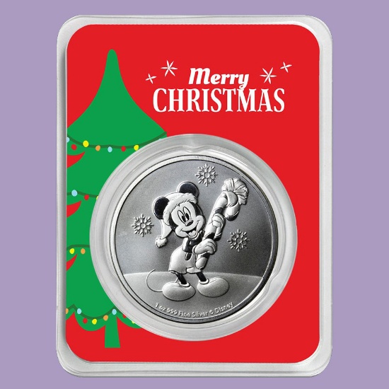 2020 Niue 1 oz Silver $2 Mickey Christmas in Christmas Tree TEP