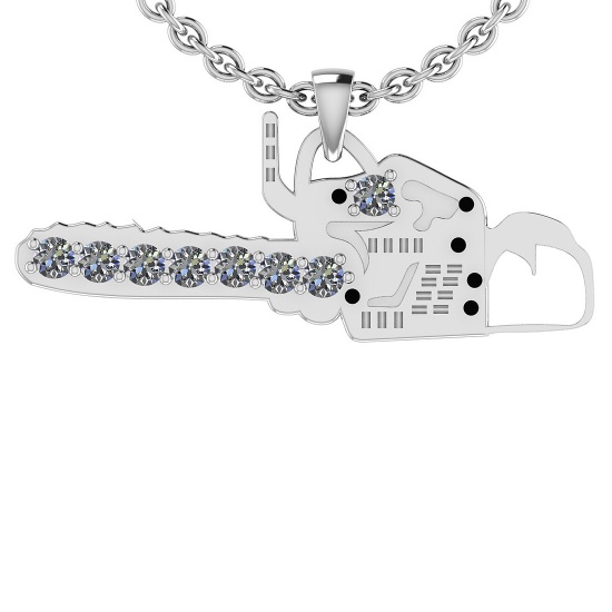 0.11 Ctw SI2/I1 Diamond 14K White Gold Chain Saw Pendant