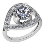 2.30 Ctw Diamond I2/I3 14K White Gold Vintage Style Halo Ring