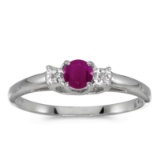 14k White Gold Round Ruby And Diamond Ring 0.25 CTW