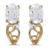 14k Yellow Gold Oval White Topaz And Diamond Earrings 0.97 CTW