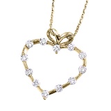 14K Yellow Gold Diamond Heart Pendant