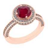 2.13 Ctw I2/I3 Ruby And Diamond 14K Rose Gold Ring