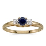 10k Yellow Gold Round Sapphire And Diamond Ring 0.23 CTW