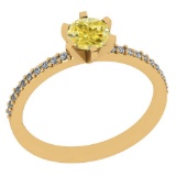 1.04 Ct GIA Certified Natural Fancy Yellow Diamond And White Diamond 18K Yellow Gold Engagement Ring