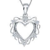 14K White Gold Diamond Heart Pendant