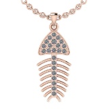 0.24 Ctw SI2/I1 Diamond 14K Rose Gold Fish Pendant