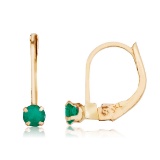 14k Petite Emerald Leverback Earrings 0.18 CTW