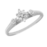 Sterling Silver Diamond Cluster Ring 0.11 CTW