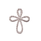 14K White Gold Diamond Open Cross Pendant