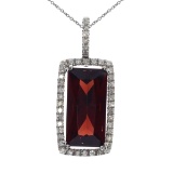 14k White Gold Fashion Garnet Pendant