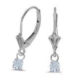 14k White Gold Round Aquamarine Lever-back Earrings 0.4 CTW