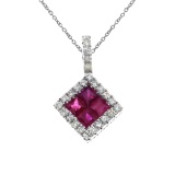 14K White Gold Ruby Princess Pendant 0.62 CTW