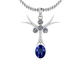 4.71 Ctw VS/SI1 Tanzanite And Diamond Platinum Pendant