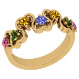 0.70 Ctw SI2/I1 Multi Sapphire ,Tanzanite Style Prong Set 14K Yellow Gold Eternity Band Ring