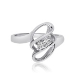 14K White Gold Swirl Two-Stone Diamond Ring 0.12 CTW