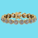 Certified 6.17 Ctw SI1/I2 Diamond Ladies Fashion 18K Yellow Gold Bracelet
