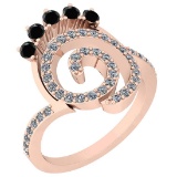 0.96 Ctw I2/I3 Treated Fancy Black And White Diamond 14K Rose Gold Engagement Halo Ring