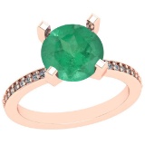 2.12 Ctw Emerald And Diamond I2/I3 14K Rose Gold Vintage Style Ring