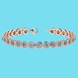 Certified 4.59 Ctw SI1/I2 Diamond 18K Rose Gold Bracelet